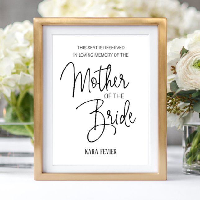 Póster Boda de asiento reservado en memoria de la madre d (Subido por el creador)