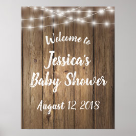 Póster Boda de Baby Shower del evento Rustic Wood Sting L