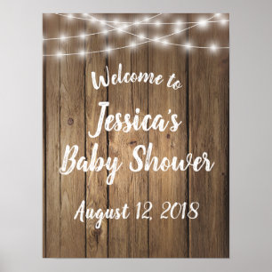 Póster Boda de Baby Shower del evento Rustic Wood Sting L