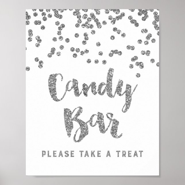 Póster Boda de bar con caramelos o Rótulo con ducha Confe (Frente)