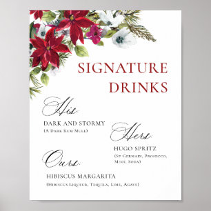 Póster Boda de Bar Mimosa de Poinsettia Roja Elegante