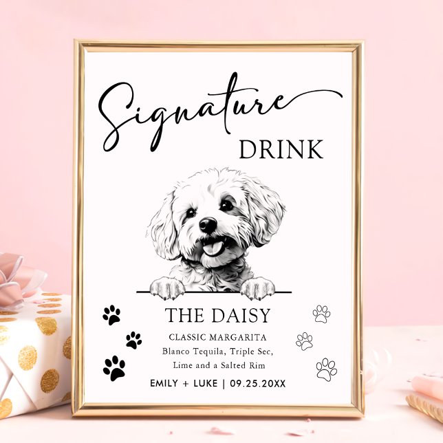 Póster Boda de Bichon Frise Dog Rótulo de bebida Signatur (Subido por el creador)