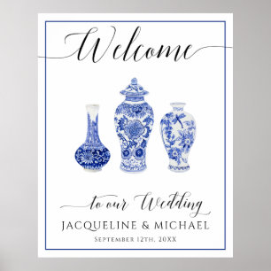 Póster Boda de bienvenida Chinoiserie Blue White Ginger J