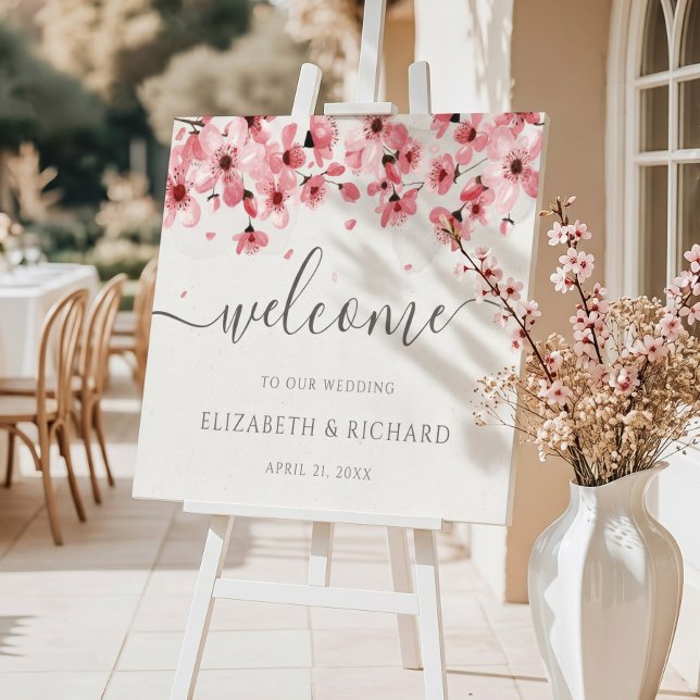 Póster Boda de bienvenida con flores de cerezo en acuarel (Subido por el creador)