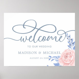 Póster Boda de bienvenida con marco dorado rosado