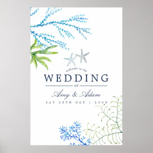 Póster Boda de bienvenida con tema de algas marinas en ac