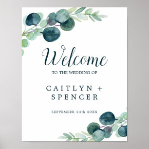 Póster Boda de bienvenida con vegetación exuberante y euc