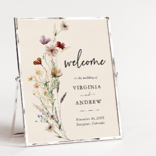 Póster Boda de bienvenida de bohemio con flores silvestre