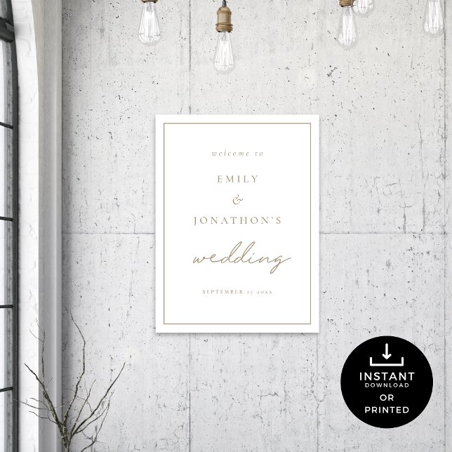 Póster Boda de bienvenida de Champagne Gold con escritura (insitu)
