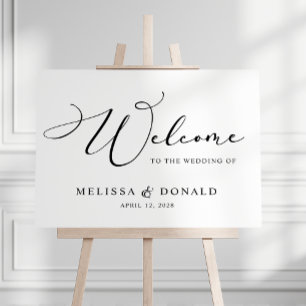 Póster Boda de bienvenida de escritura simple y negra mod