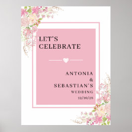 Póster Boda De Bienvenida De Floral Rosa Moderna