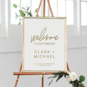 Póster Boda de bienvenida de la caligrafía de oro caprich