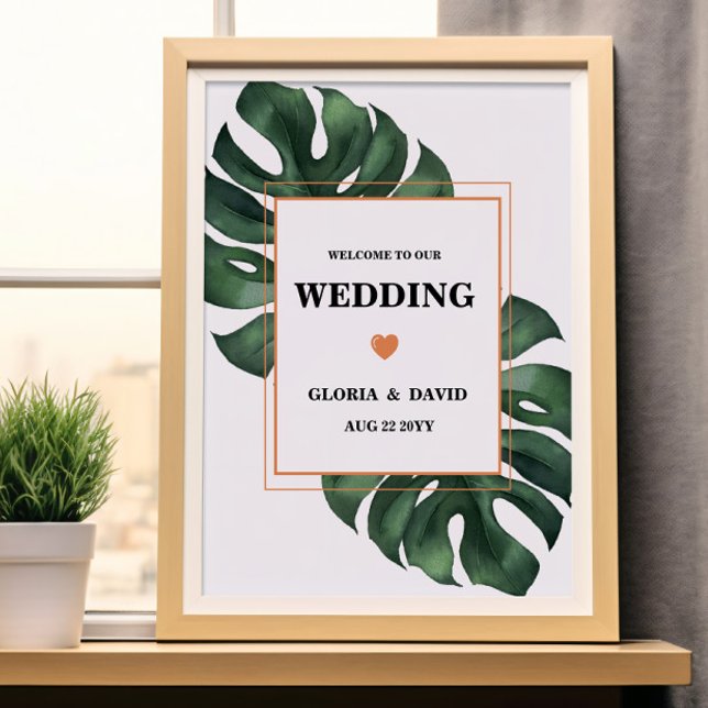 Póster Boda de bienvenida de la hoja verde de Monstera (Subido por el creador)