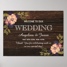 Póster Boda de Bienvenida de Madera Rústica
