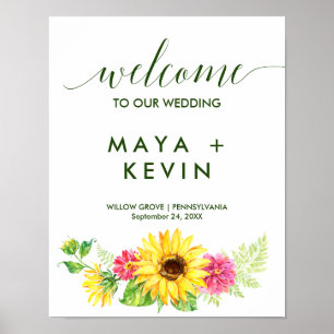 Póster Boda De Bienvenida Del Girasol De Verano