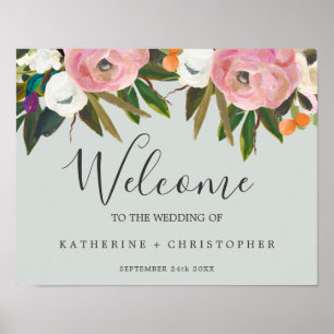 Póster Boda De Bienvenida Floral Pintada