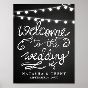 Póster Boda de bienvenida Iluminación de cadena Boda de t