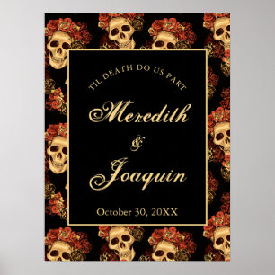 Póster Boda de Bienvenida Personalizada de Cráneo Gótico