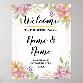 Póster Boda de bienvenida Poster Watercolor Floral Poster