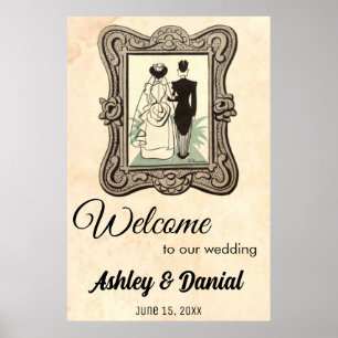 Póster Boda de bienvenida rústica de Vintage Retro Bride 