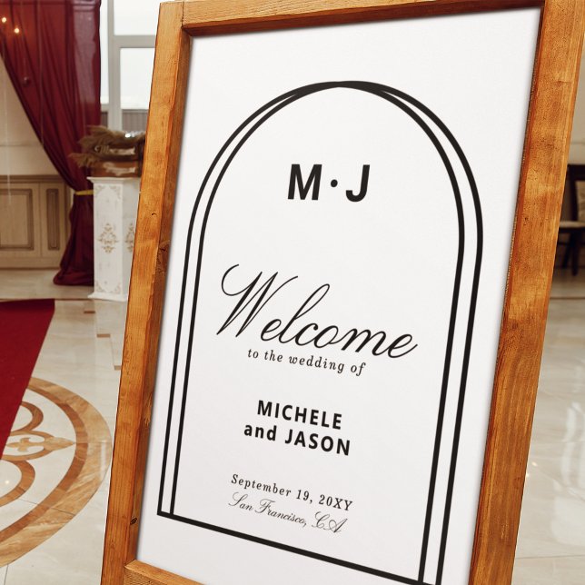 Póster Boda de bienvenida simple del arco blanco negro mi (Subido por el creador)