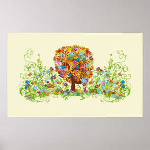 Póster Boda de bifurcación lateral del bosque encantado