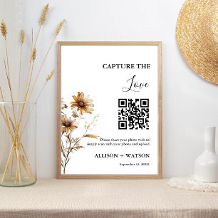 Póster Boda de Boho Capturar amor QR boda foto