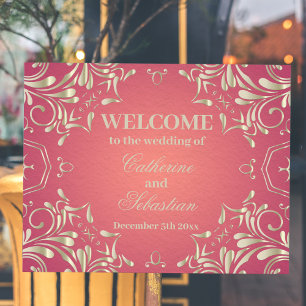 Póster Boda de borde romántico de oro rosado clásico
