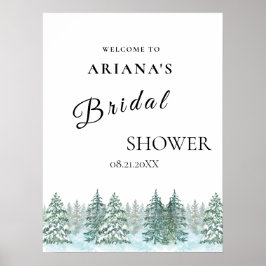 Póster Boda de bosque de pino acuarela