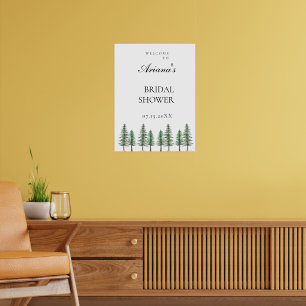 Póster Boda de bosque de pino acuarela
