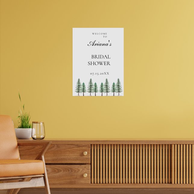 Póster Boda de bosque de pino acuarela (Salón 2)