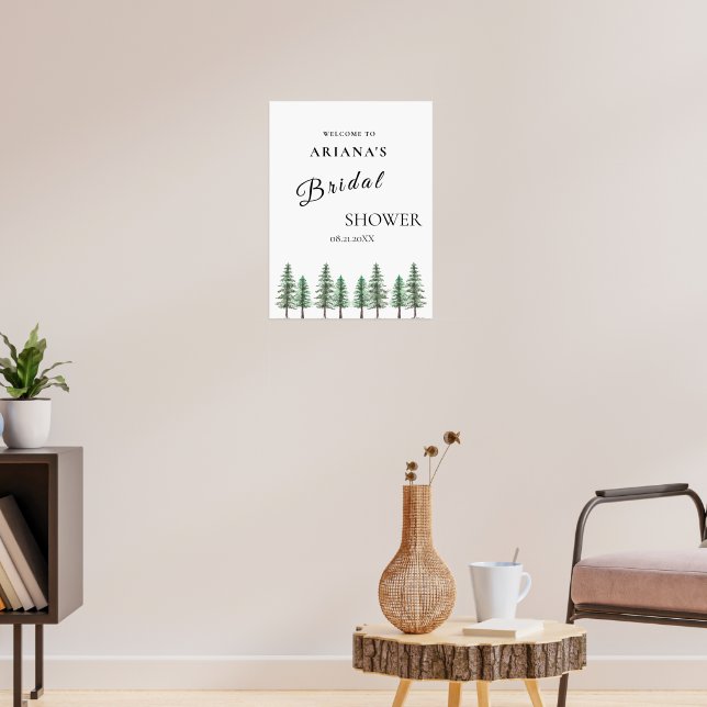 Póster Boda de bosque de pino acuarela (Salón 3)
