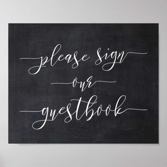 Póster Boda de caligrafía de Chalkboard Rótulo Nuestro li (Frente)