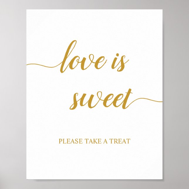 Póster Boda de caligrafía de oro Amor es Rótulo dulce (Frente)