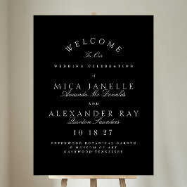 Póster Boda de caligrafía elegante del clásico blanco y n