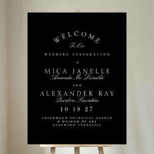 Póster Boda de caligrafía elegante del clásico blanco y n