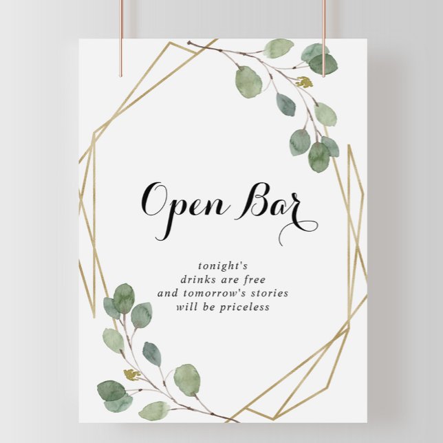 Póster Boda de caligrafía geométrica de oro Rótulo de bar (Subido por el creador)