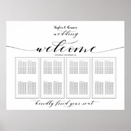 Póster Boda de caligrafía rústica 160 asientos invitados