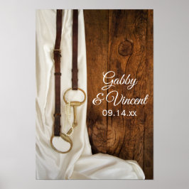 Póster Boda de campo de satín blanco y de bit de caballo