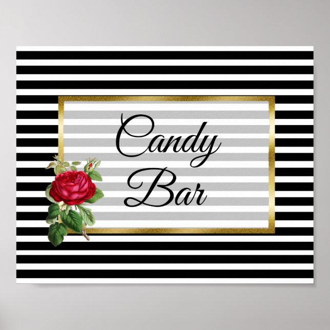 Póster Boda de Candy Bar poster Rosa Roja (Frente)