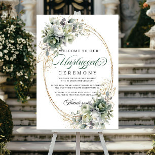Póster Boda de ceremonia desconectada con follaje verde p