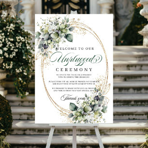 Póster Boda de Ceremonia Desconectada Verde Menta Acuarel