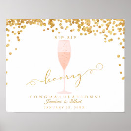 Póster Boda de Champagne elegante Gold Confetti
