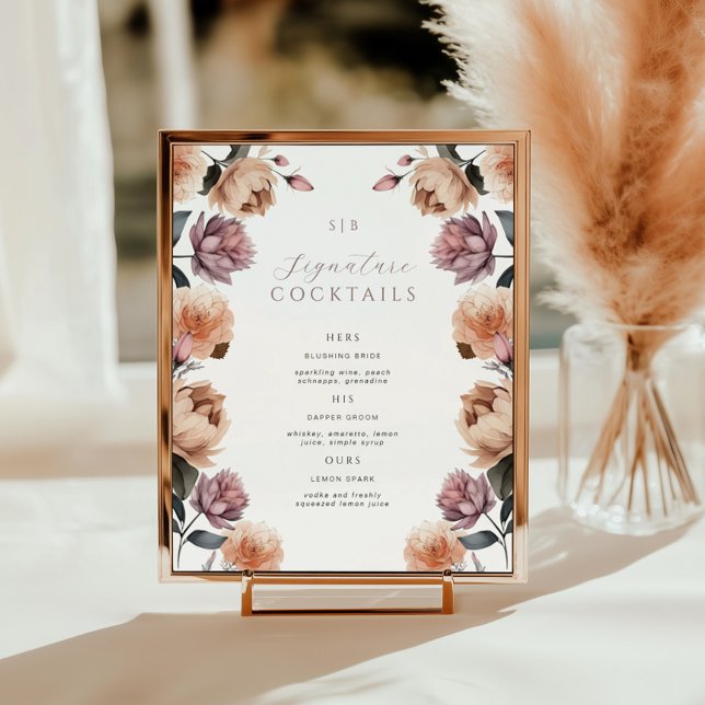 Póster Boda de cócteles con firma floral Poster de bienve (Subido por el creador)