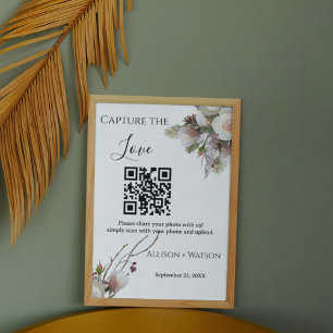 Póster Boda de código QR Captura de boda de invierno