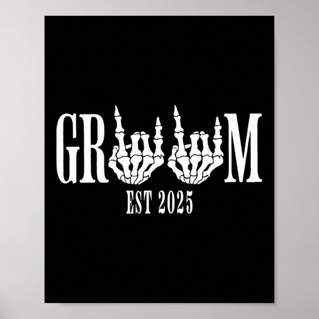 Póster Boda de compromiso de Halloween Bride Groom Skelet (Frente)