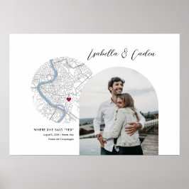 Póster Boda de compromiso de Mapa de Roma, regalo de foto
