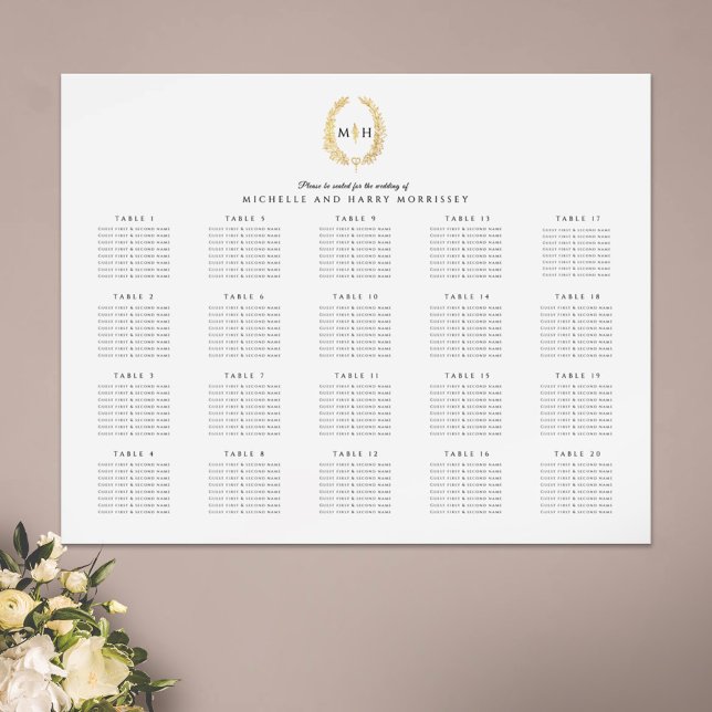 Póster Boda de corona ovalada dorada 20 tabla de asientos (Subido por el creador)
