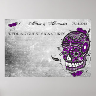 Póster Boda de cráneo azucarero Poster de firma invitado