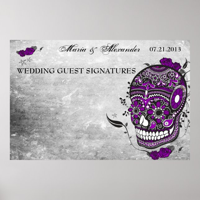 Póster Boda de cráneo azucarero Poster de firma invitado (Frente)